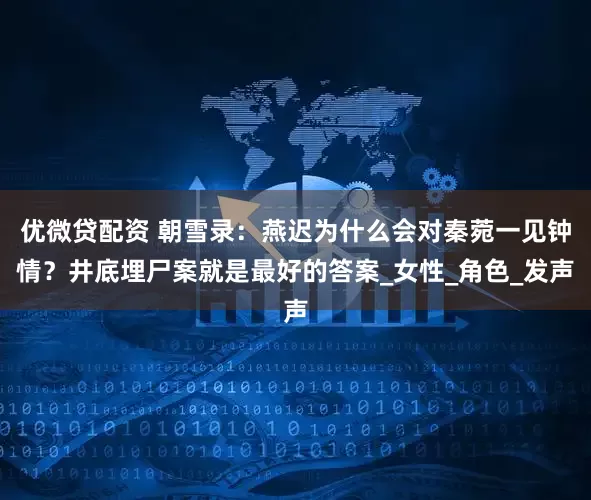 优微贷配资 朝雪录：燕迟为什么会对秦菀一见钟情？井底埋尸案就是最好的答案_女性_角色_发声